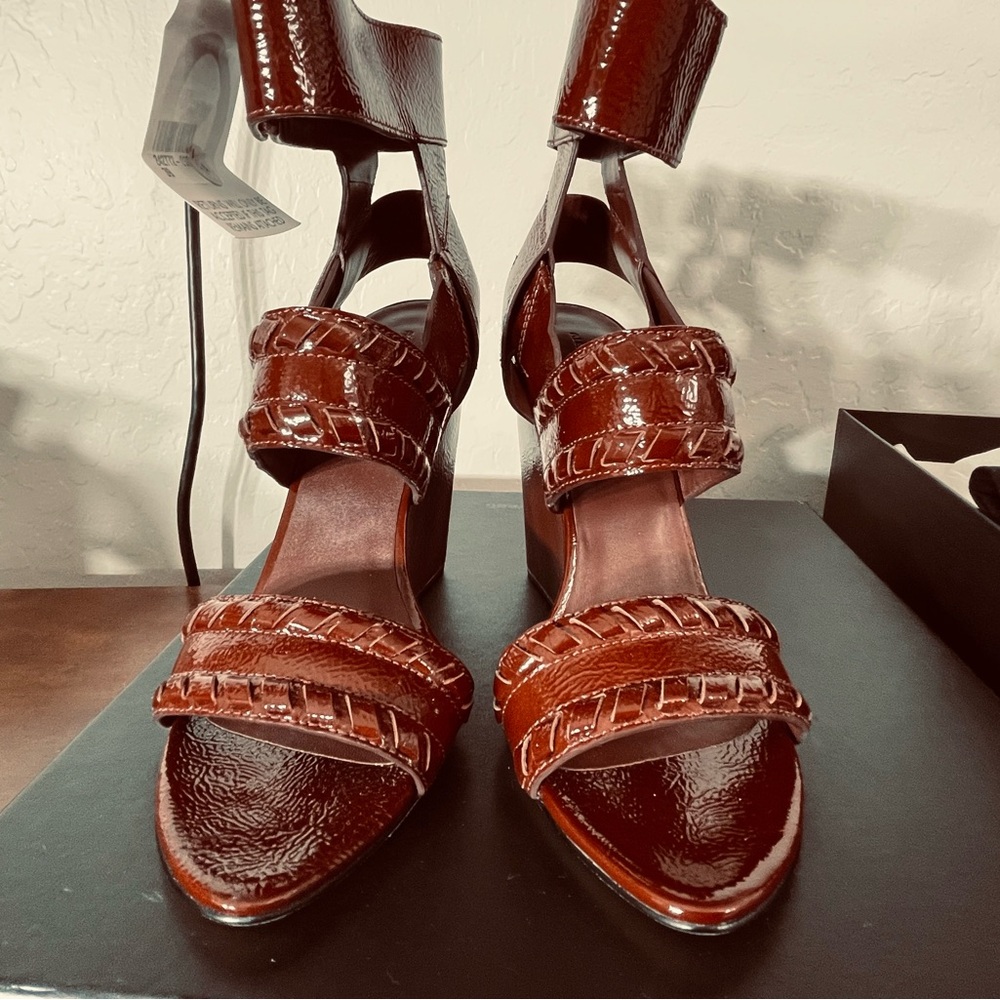 Alexander Wang Glossy Brown Heels Wedges